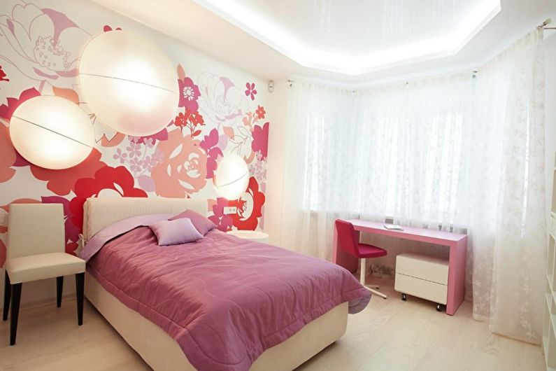 Dormitorio rosado de 10 m2. - Diseño de interiores