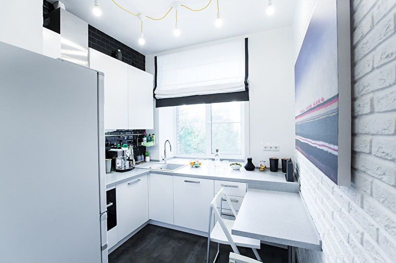 Бела кухиња 10 м² - Дизајн ентеријера