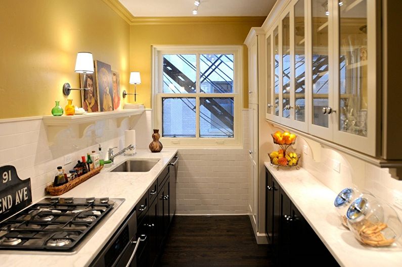 Cozinha amarela 10 m2. - Design de interiores