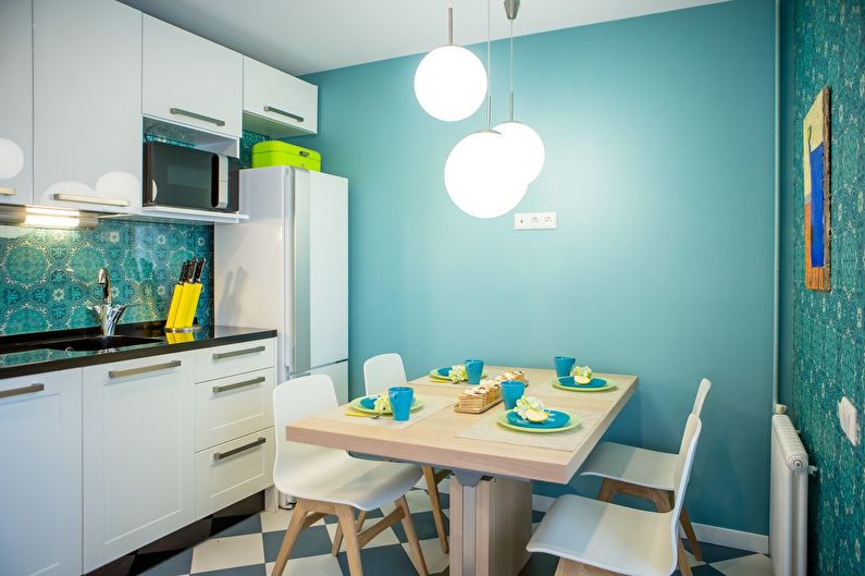 Tirkizna kuhinja 10 m² - Dizajn interijera