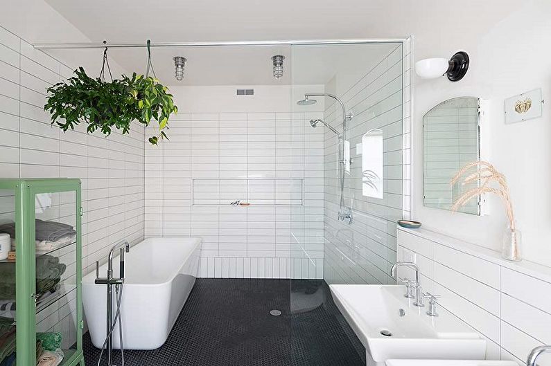 Biała łazienka w stylu loftu - architektura wnętrz