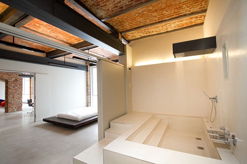 Бежова баня с таванско помещение - Интериорен дизайн