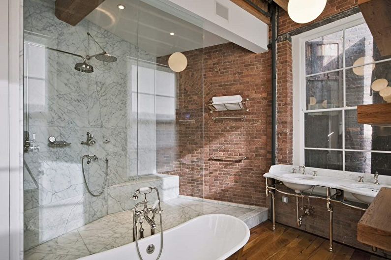 Terracotta Loft stílusú fürdőszoba - belsőépítészet