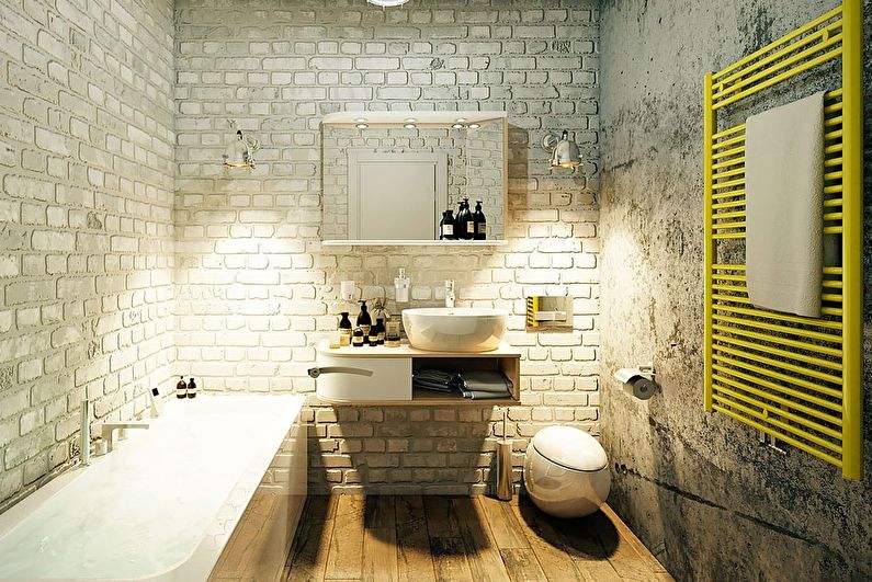 Szara łazienka na poddaszu - architektura wnętrz