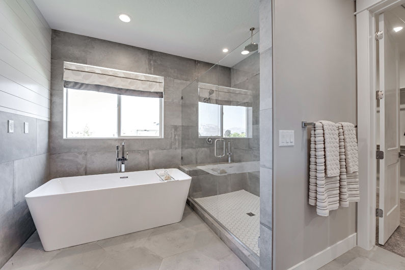 Salle de bain loft gris - Design d'intérieur