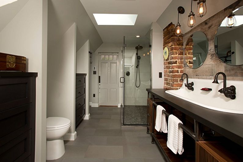 Aménagement intérieur d'une salle de bain de style loft - photo