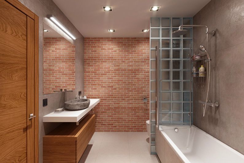 Návrh interiéru koupelny ve stylu podkroví - foto