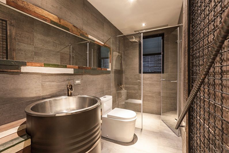 Loft stílusú fürdőszoba belsőépítészete - fénykép