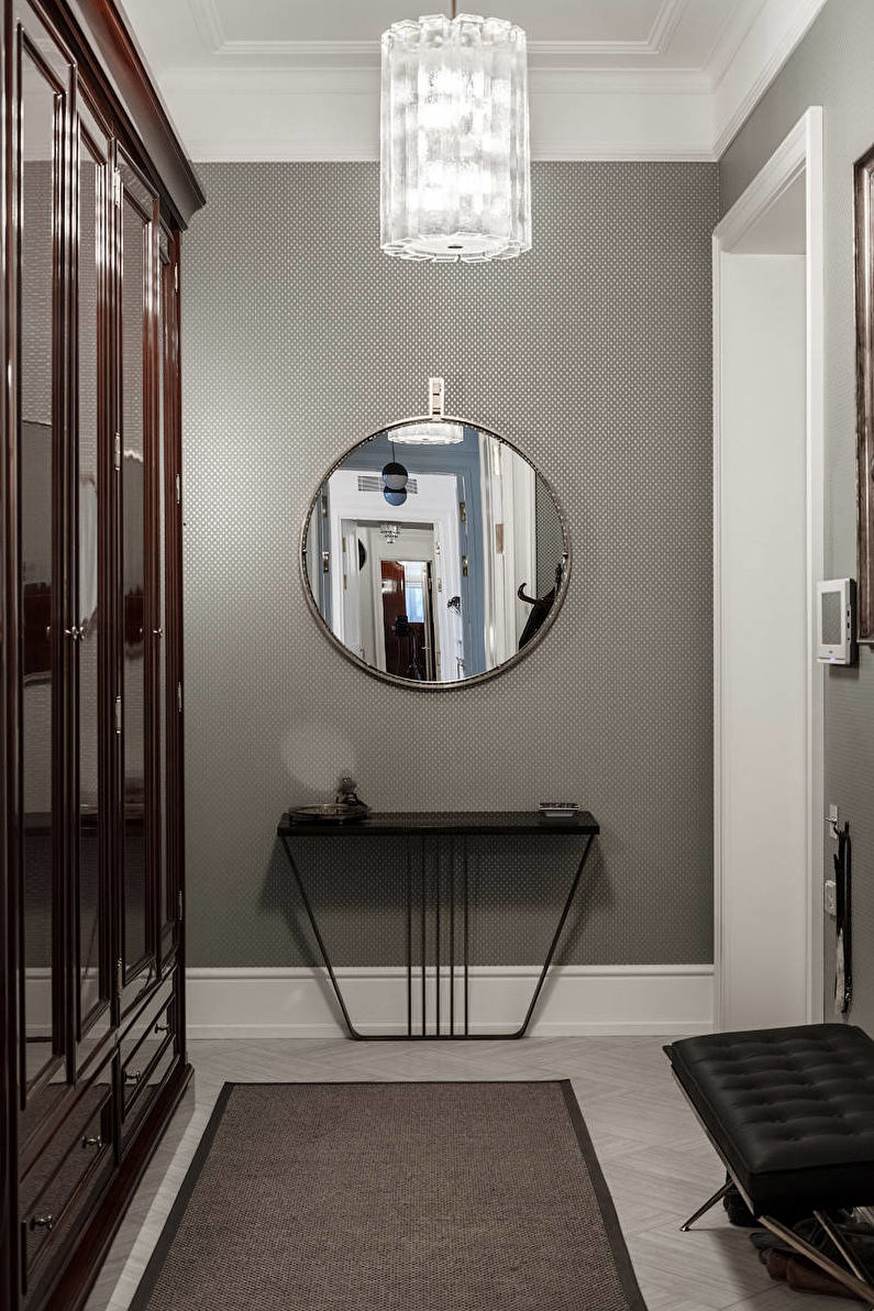 Fekete-fehér tapéta a folyosón - Design fotó