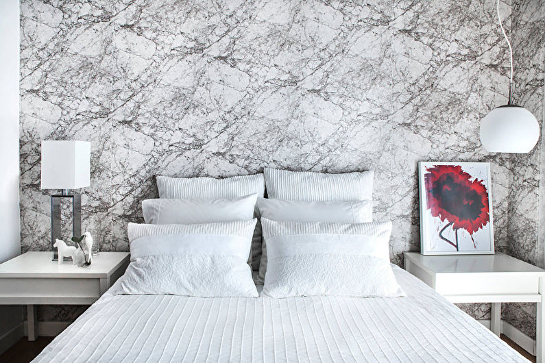 Balta guļamistaba mūsdienīgā stilā - interjera dizains