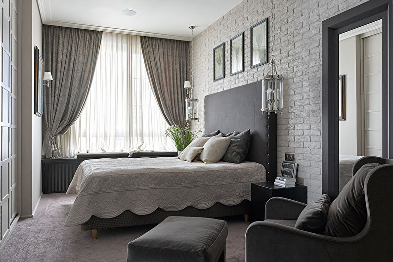 Chambre grise dans un style moderne - Design d'intérieur