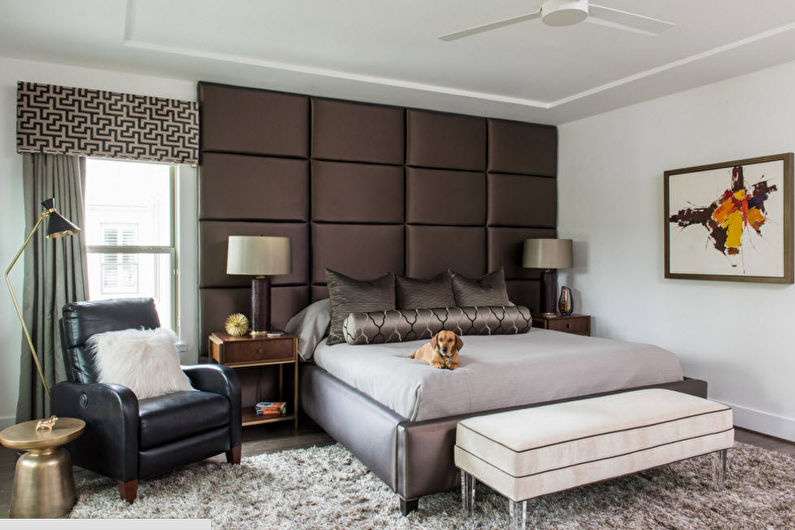 Noformējiet guļamistabu modernā stilā - sienas dekorēšana
