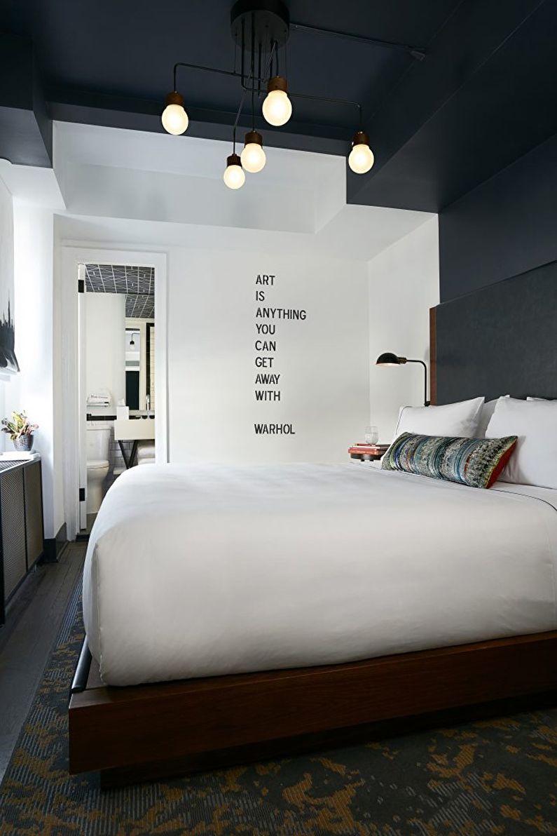 Interjera dizaina guļamistaba mūsdienīgā stilā - foto