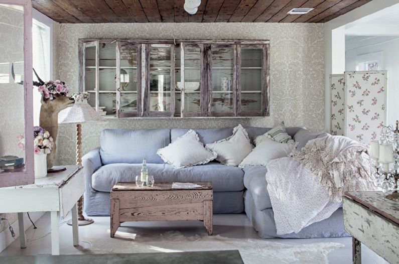 Indvendig design stue i stil med lurvede chic - foto