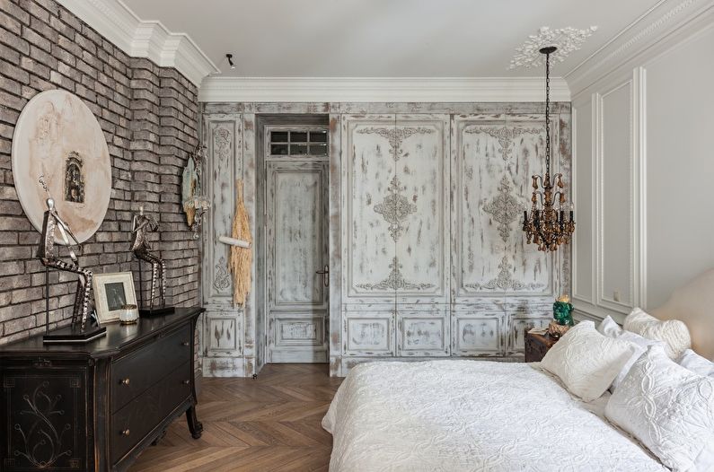 Camera da letto di interior design nello stile di shabby chic - foto