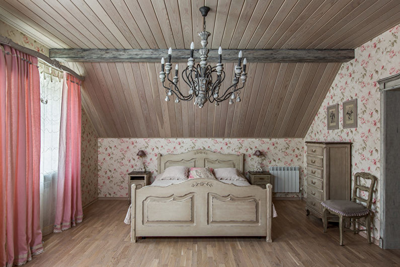 Spavaća soba dizajna interijera u stilu shabby chic - fotografija