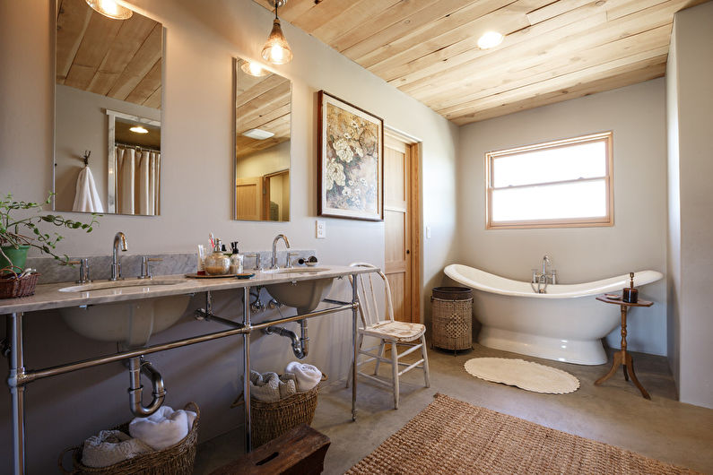 Design de interiores de uma casa de banho no estilo de shabby chic - foto
