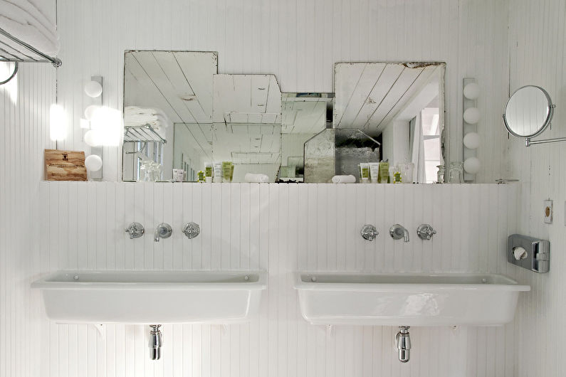 Reka bentuk dalaman bilik mandi dalam gaya bergaya lusuh - foto