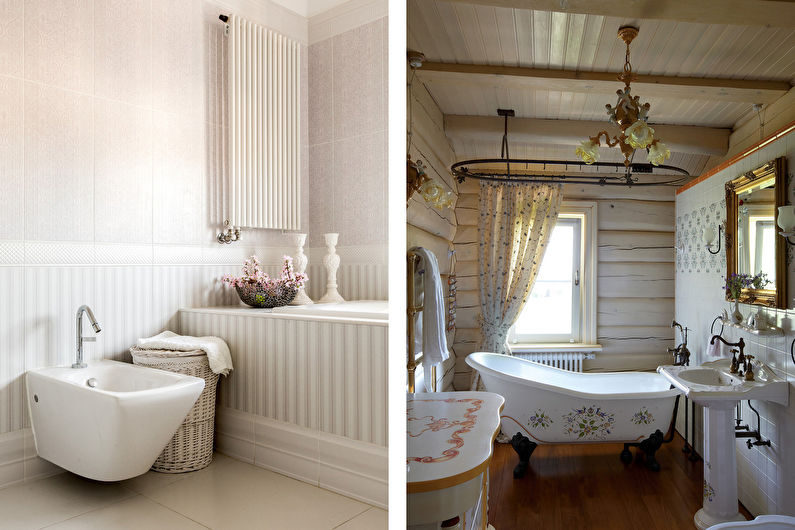 Design de interiores de uma casa de banho no estilo de shabby chic - foto