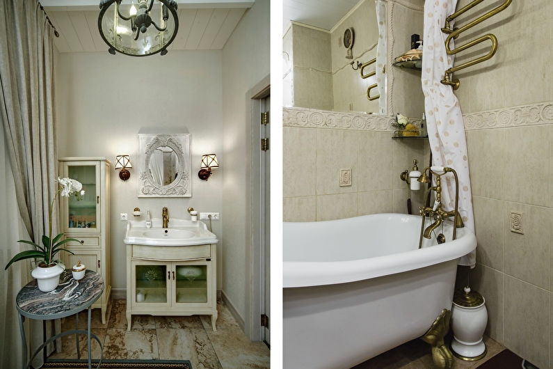 Εσωτερική διακόσμηση ενός μπάνιου στο στιλ των άθλιων κομψών - φωτογραφιών