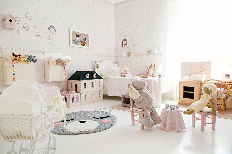Интериорен дизайн на детска стая в стила на изтъркан шик - снимка
