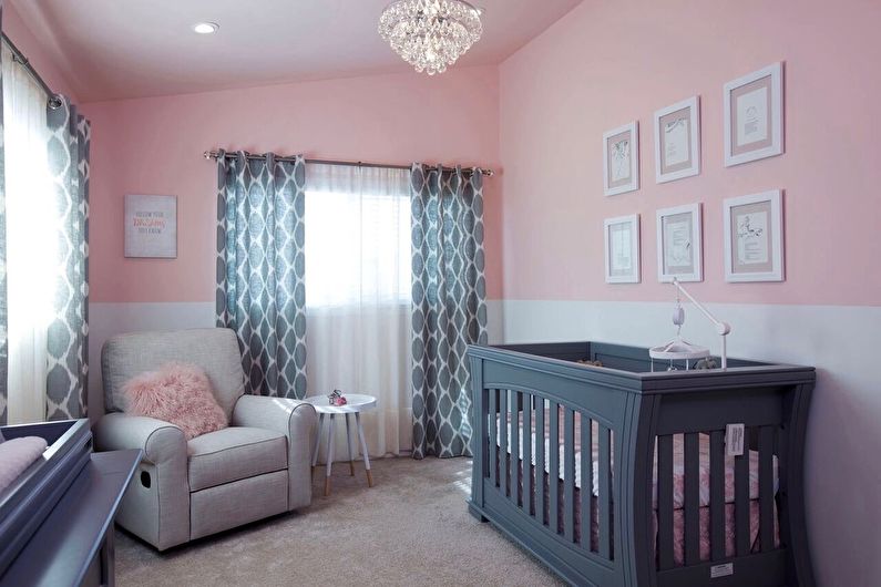Interior design di una baby room nello stile di shabby chic - foto
