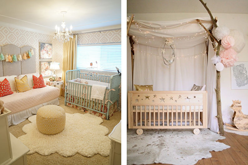 Design de interiores de um quarto de bebê no estilo de shabby chic - foto