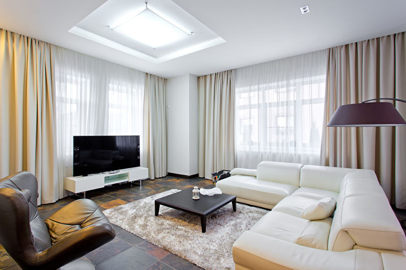 Ang drywall Ceiling sa Living Room - Pros at Cons