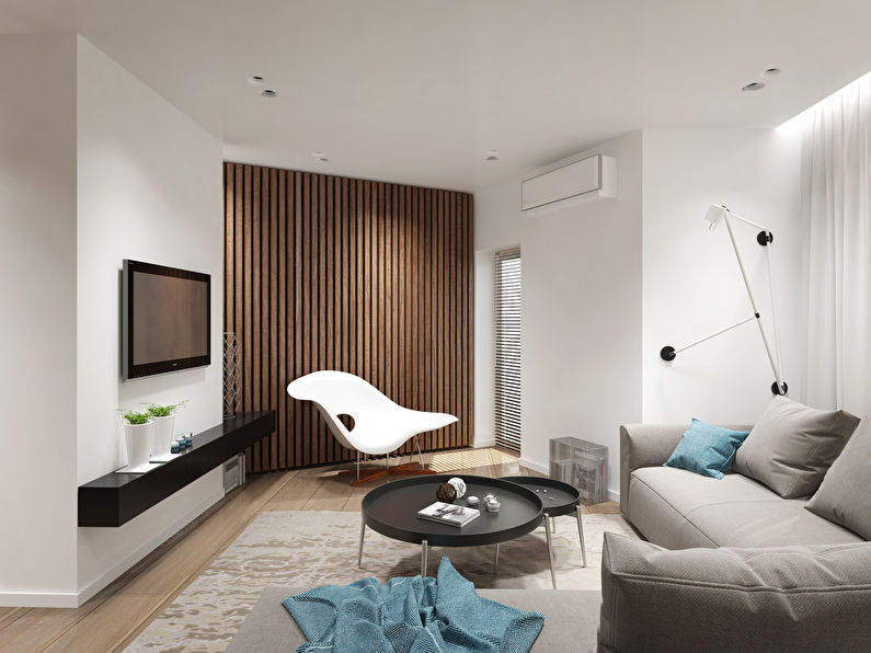 Virtuve-dzīvojamā istaba modernā stilā
