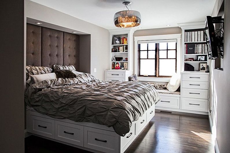 Tipos de camas dobles por tipo de diseño: cama doble con nichos extraíbles