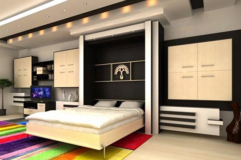 Types of double beds by design type - Double wardrobe bed