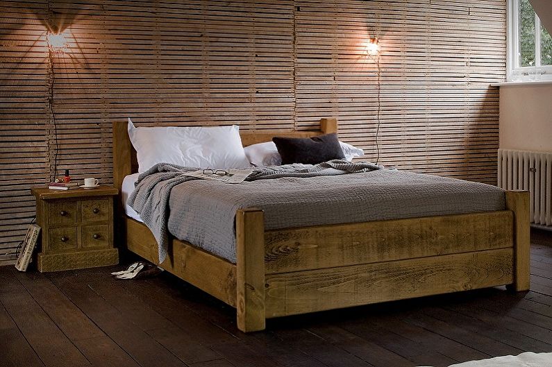Podwójne łóżko z drewna