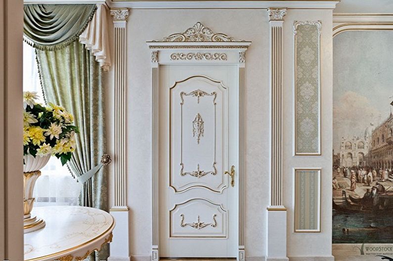 Portas brancas em diferentes estilos interiores - estilo clássico
