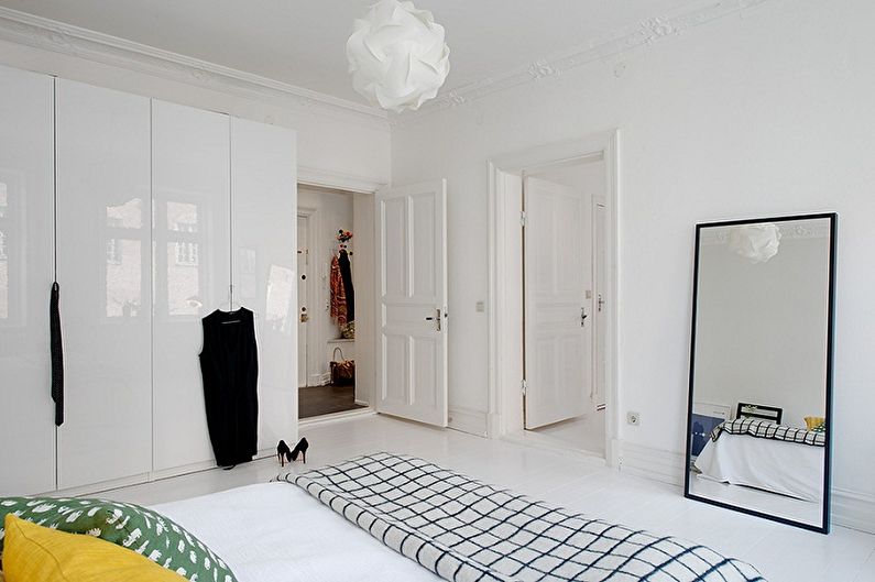 Fehér ajtók különböző belső stílusokban - skandináv stílusban