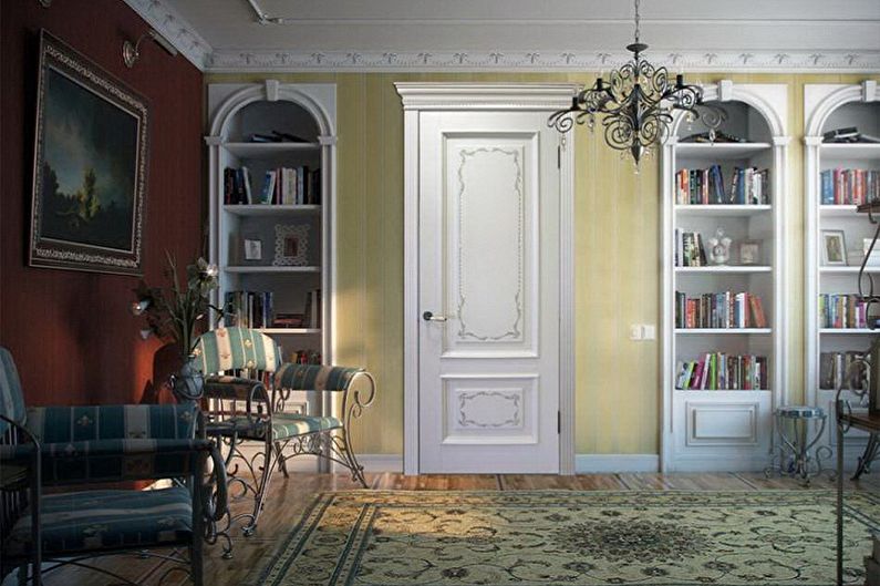 Pintu putih dalam gaya dalaman yang berbeza - Provence