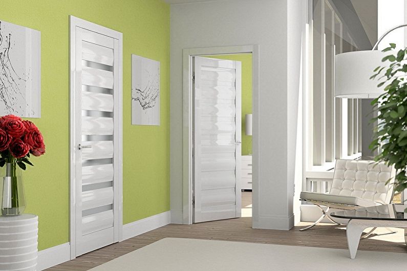 Fehér ajtók különböző belső stílusokban - modern