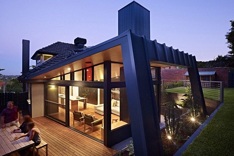 Namų su plokščiu stogu projektai palėpės stiliaus