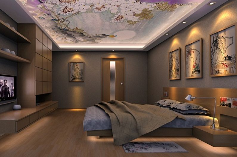 Dvojúrovňový sadrokartónový strop v spálni