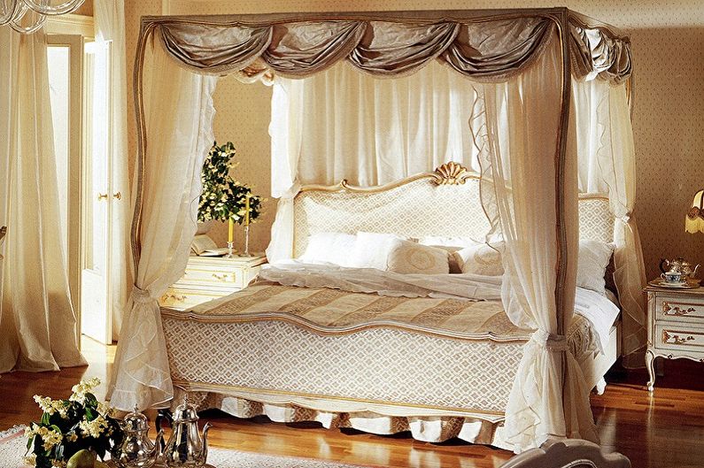 Baldakimo lovų tipai - rėminė baldakimo lova
