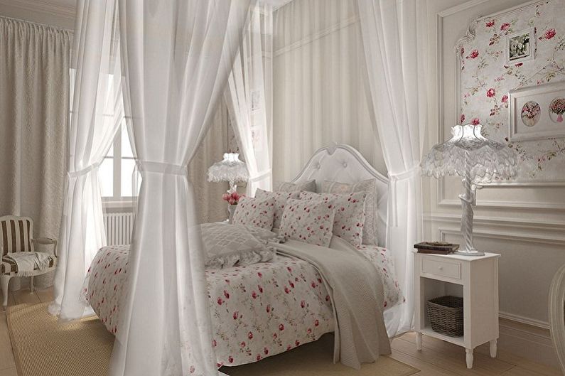 Four poster bed in different interior styles