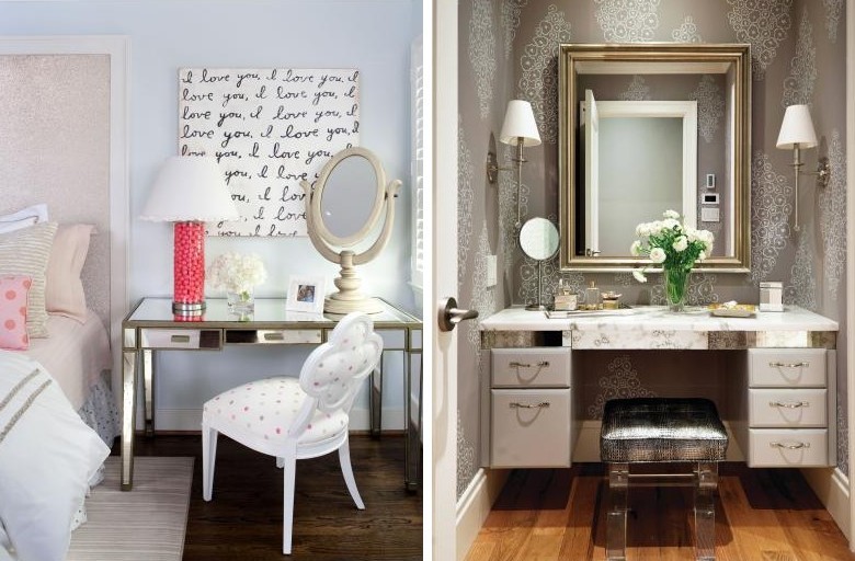 Tualetes galdiņš ar spoguli - foto