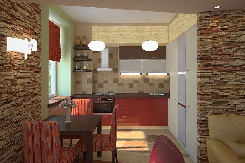 Интериорен дизайн на кухня в Хрушчов - снимка