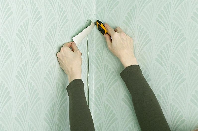 Hiasan kertas dinding DIY, arahan langkah demi langkah - Lekatkan kertas dinding