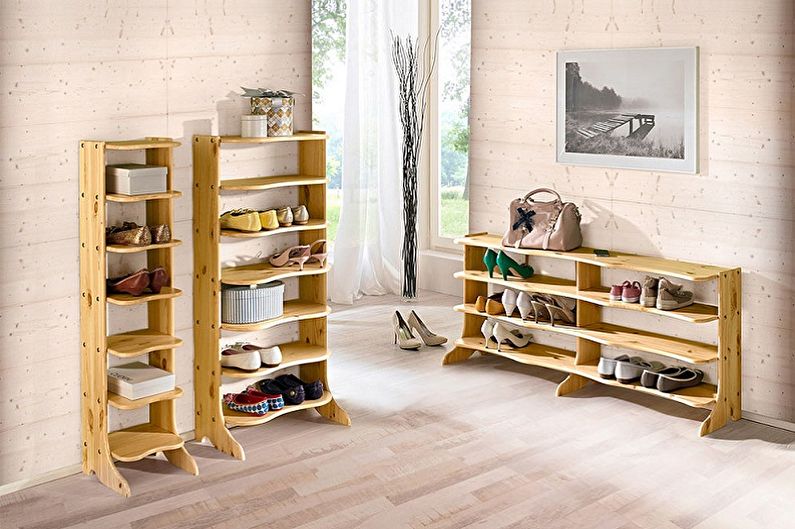 Types of shoes for the hallway - Shelving