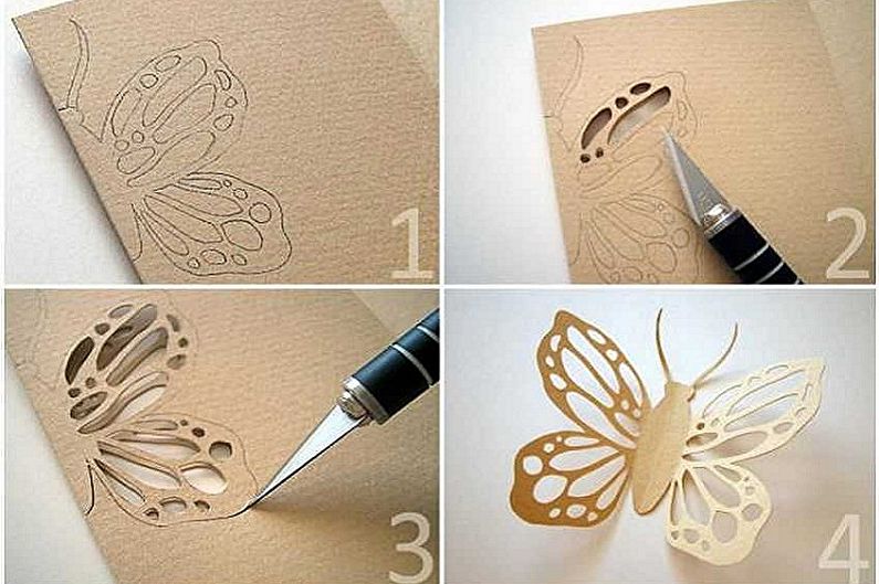 Tee se-itse-perhosia seinällä - paperi- ja pahvi-perhosia
