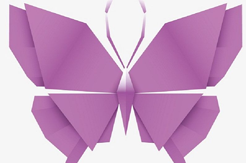 Do-it-yourself motýle na stene - Papier origami motýľ