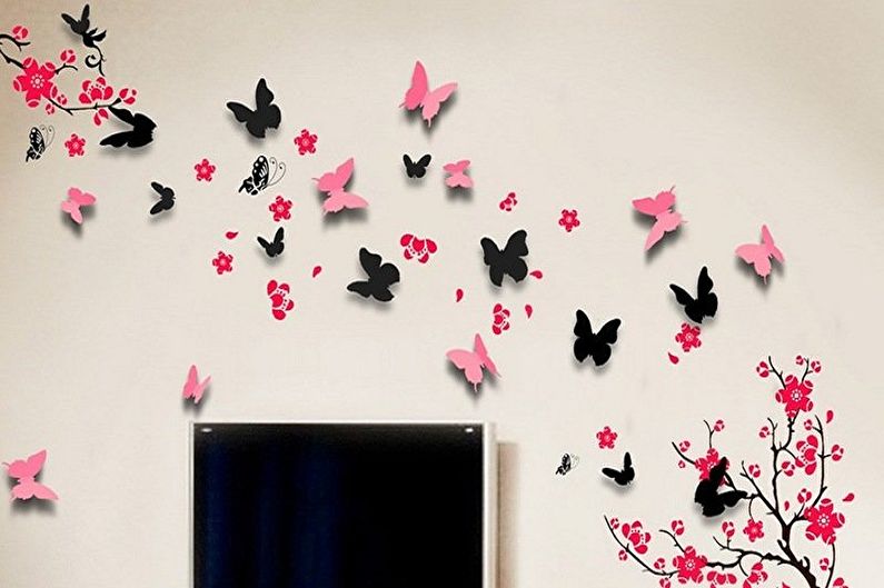 Papillons sur le mur - décor photo