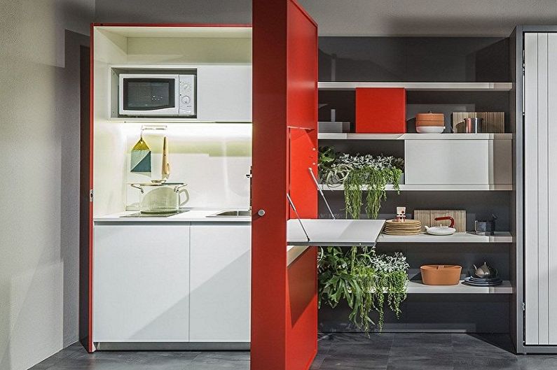 Functionality of a small corner kitchen - Small corner kitchen with unusual solutions
