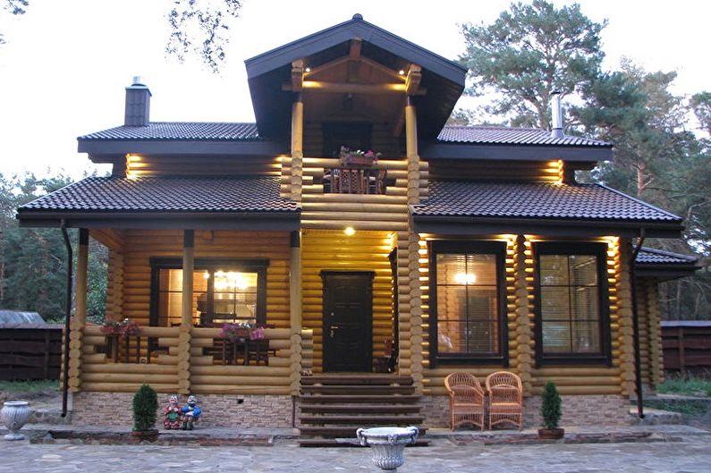 Rumah yang diperbuat daripada kayu balak - foto dan projek