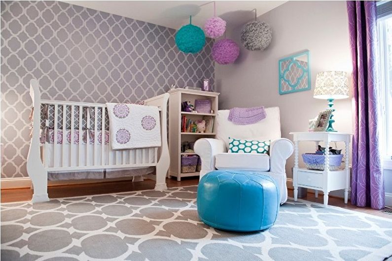 S kojim se bojama kombinira siva - Dizajn dječje sobe